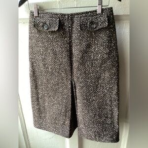 Victoria Beckham Herringbone Coating Mini Box Pleat Tweed Skirt